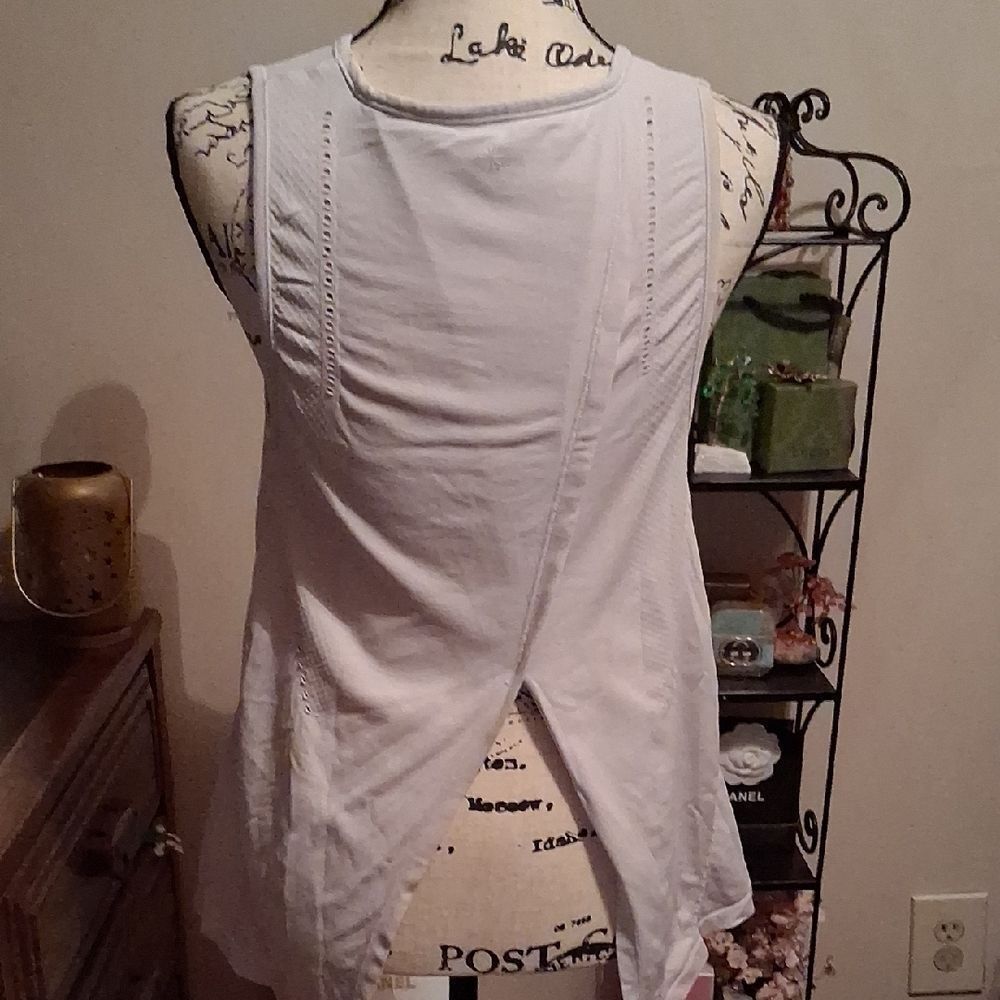 Athleta White Tank Top with Eyelet Detail Small - Picture 3 of 6